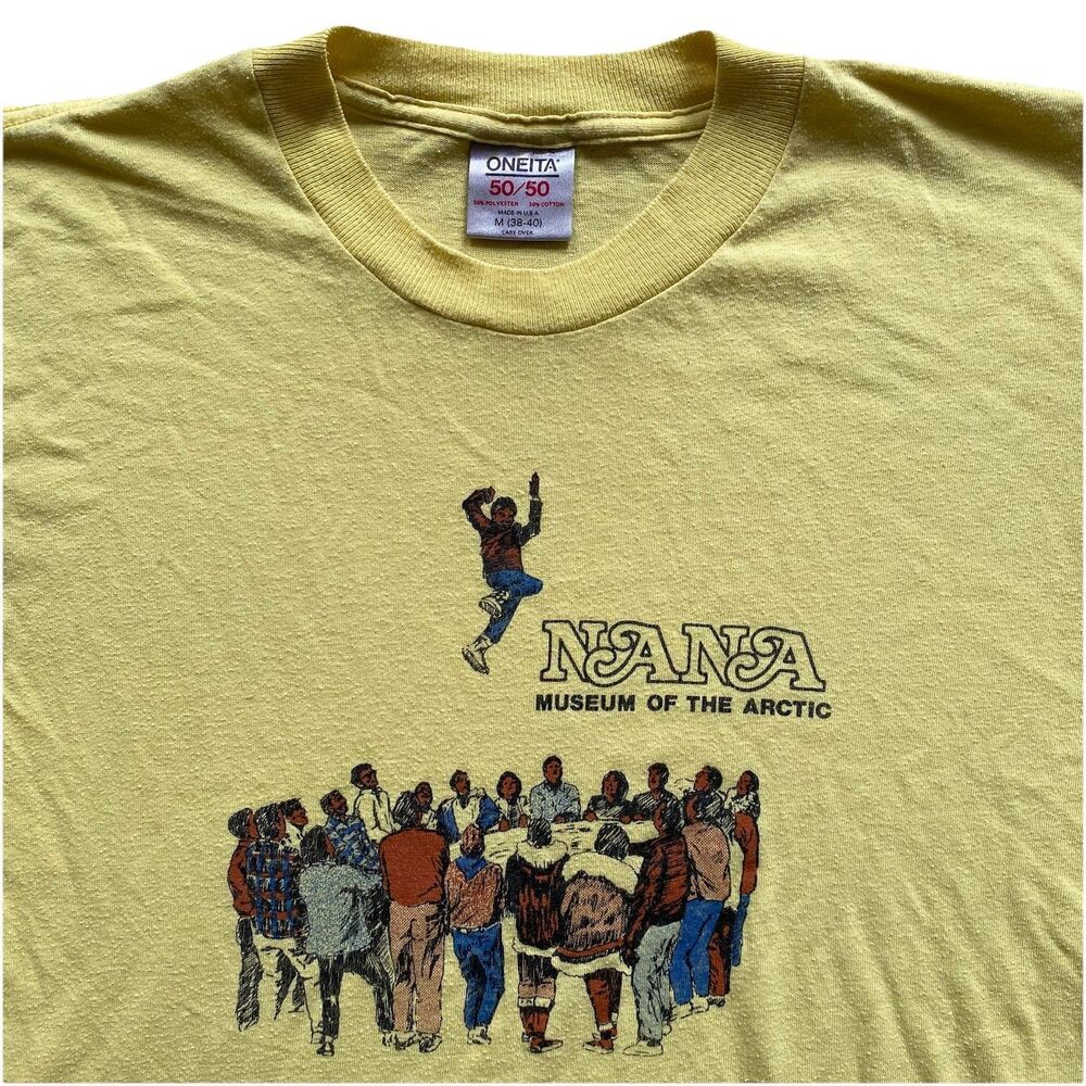 Vintage Museum of the Arctic T Shirt 90s Medium Yellow Nana Oneita 50/50